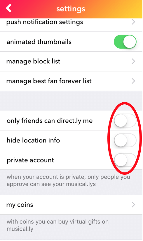 Musical.ly Privacy Settings