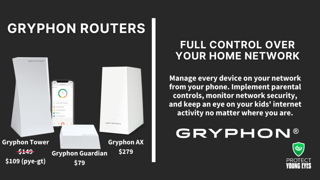A chart showing Gryphon router pricing and pictures. Part of the PYE YouTube blog post